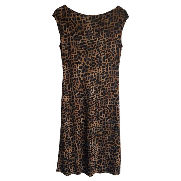 Mica Midi Dress Neutral Brown and Black Square Pattern | Size Small - Picture 1 of 4